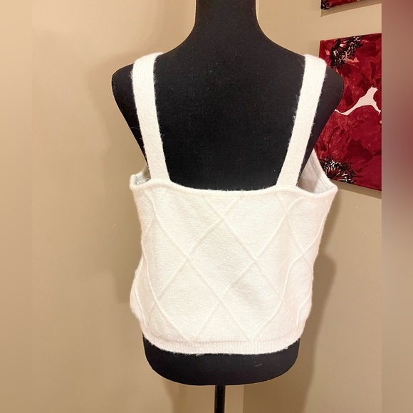 Broadway 38 Wool Blend Pearl Embellished Crop Tank Top, Size Large - Picture 3 of 6